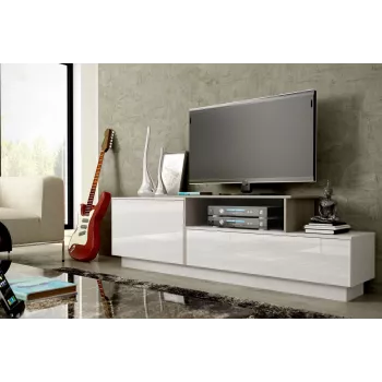 Cama TV spintelė SIGMA 3 180 baltas/baltas blizgus + sonomos ąžuolas