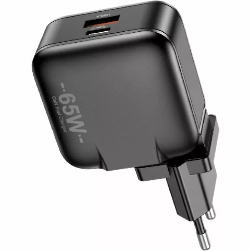 Įkroviklis GaN 65W USB+USB-C EU+US