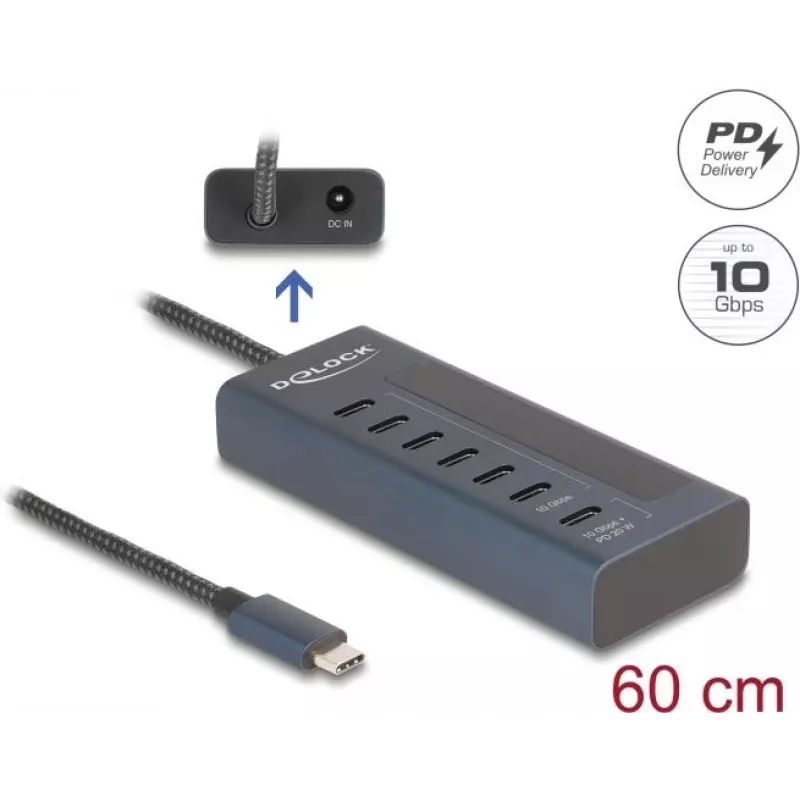 DeLOCK USB šakotuvas 3.2 Gen 1 Type-C 10000 Mbit/s Mėlynas 64288
