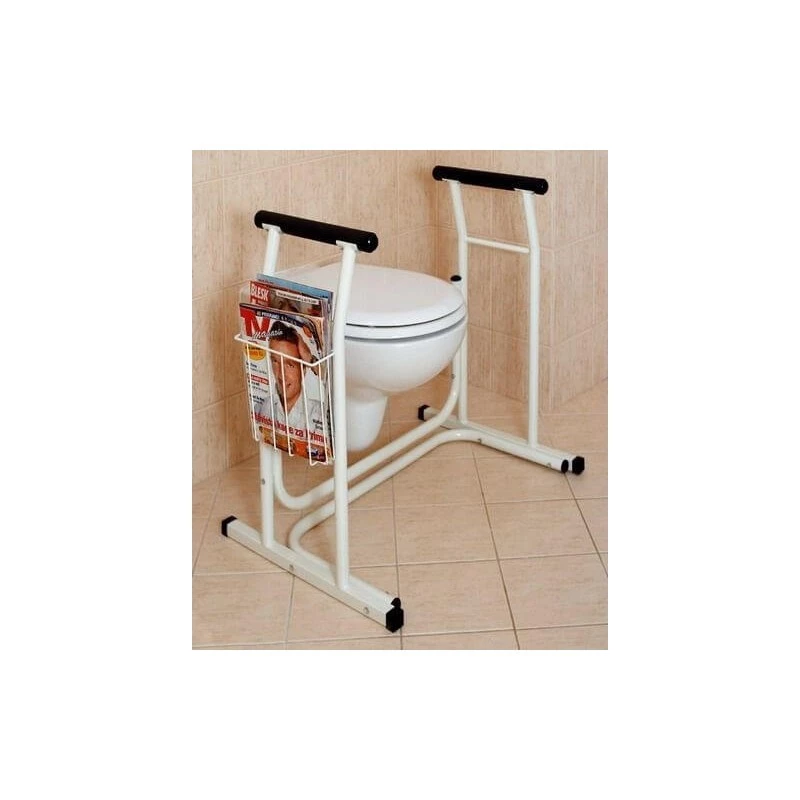 Tualeto sėdynė SUNDO 15800 su laikraščių laikikliu, plieninis rėmas, neslystanti, maks. 114 kg, 485×665×755 mm