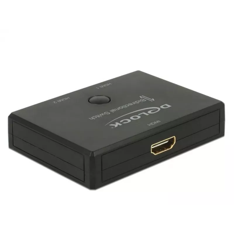 DeLock HDMI 2 – 1 jungiklis, dvipusis, 4K 60 Hz – vaizdo/garso jungiklis – 2 x HDMI – stalinis