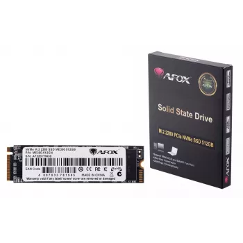 SSD M.2 AFOX ME300-512GN 512 GB PCIe NVMe TLC, skaitymo greitis 2000 MB/s, rašymo greitis 1600 MB/s