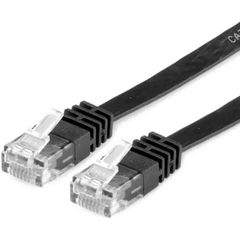 VALUE - Tinklo kabelis - RJ-45 (V) į RJ-45 (V) - 5 m - UTP - CAT 6a - be halogenų, lietas, plokščias - Juodas (21.99.0825)