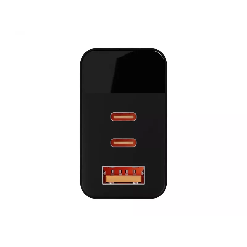 LCD sieninis įkroviklis USB lizdas + USB-Cx2 PD 65W GAN juodas vatmetras