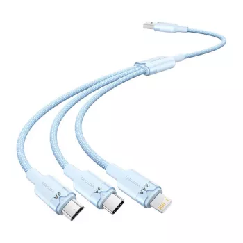 USB 2.0 A – 3 viename 3A laidas Vention CTPLG 1,5 m mėlynas – duomenys ir įkrovimas