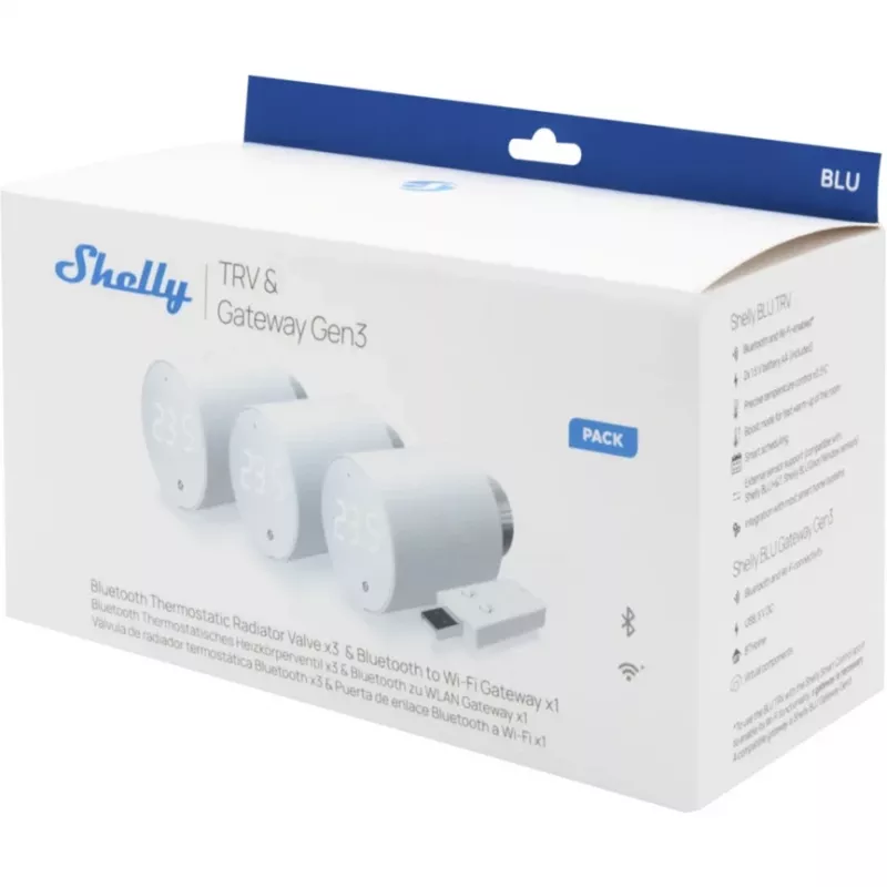 Shelly BLU TRV vidaus termostatas, baltas, sukamasis valdymas, nuo -20 iki 60 °C