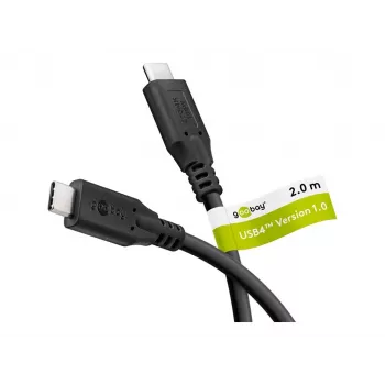 Goobay USB-C™ laidas, USB4™, 100 W, 20 Gbit/s, Power Delivery, 2 m, juodas | Goobay