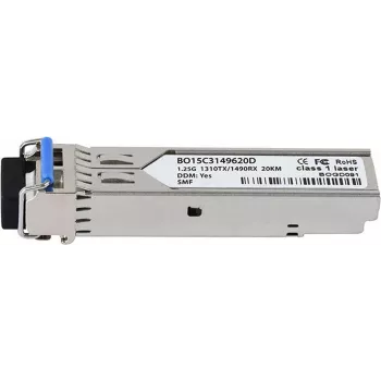 Suderinamas Extreme Networks MGBIC-BX10-U-EN BlueOptics© BO15C3149620D SFP siųstuvas-imtuvas, LC-Simplex, 1000BASE-BX-U, vienmodis šviesolaidis, TX1310nm/RX1490nm, 10KM, DDM, 0°C/+70°C (MGBIC-BX10-U-EN-BO)