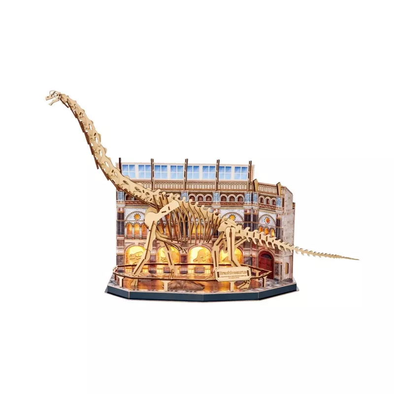 3D LED dėlionė Dante CubicFun NatMus Brachiosaurus 05447 – mokomasis surinkimo modelis su LED apšvietimu