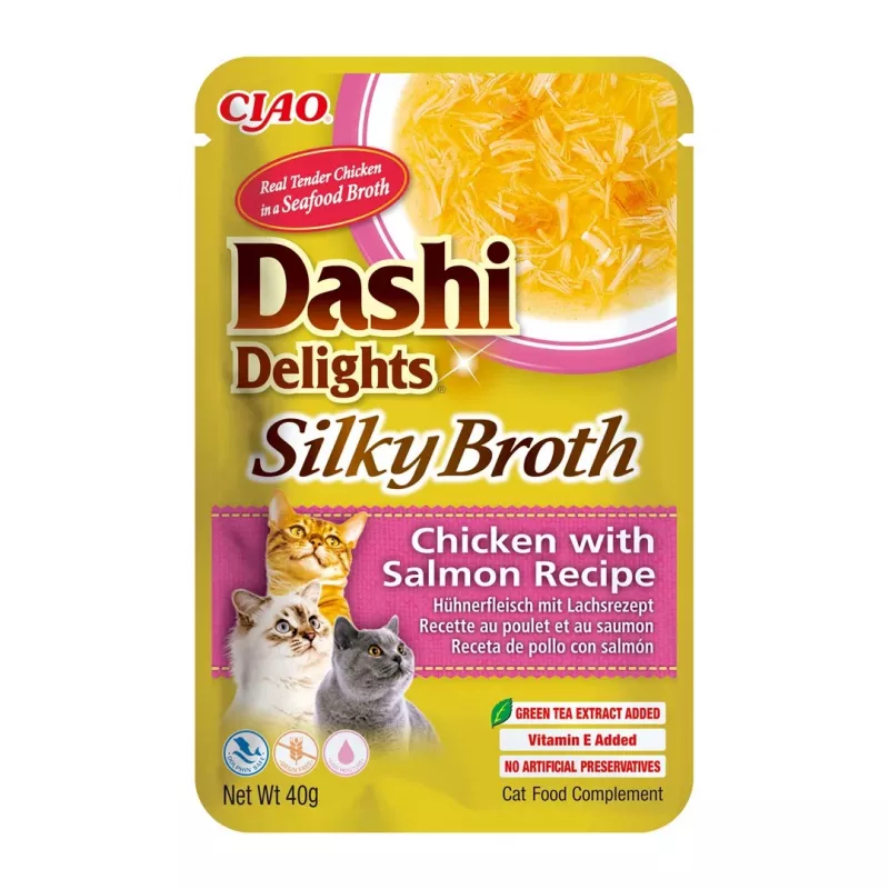 INABA CAT Dashi Delights Silky Broth vištiena su lašiša – katės skanėstas – 40g