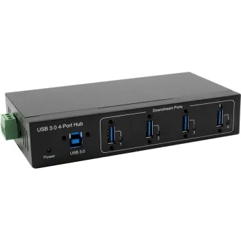 USB 3.2 šakotuvas Exsys EX-11224HMVS — 4 prievadų Gen1 šakotuvas su USB kabeliu ir DIN bėgelio montavimo rinkiniu