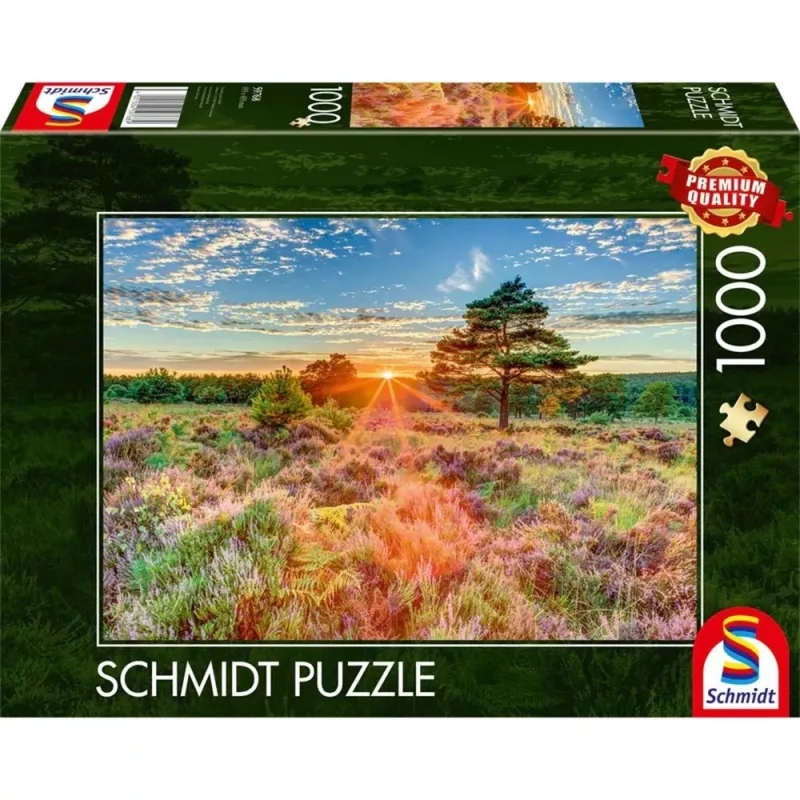 Dėlionė, schmidt spiele Saulėlydis viržyne, 1000 vnt., vaizdingas piešinys