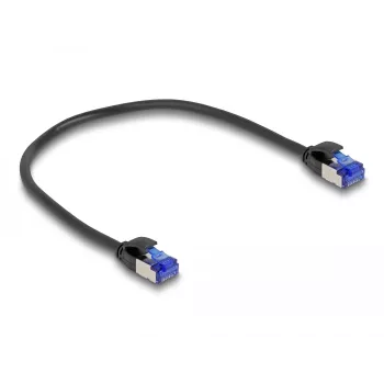 Tinklo kabelis DeLOCK RJ45 Cat.6A S/FTP plonas 0,25 m juodas