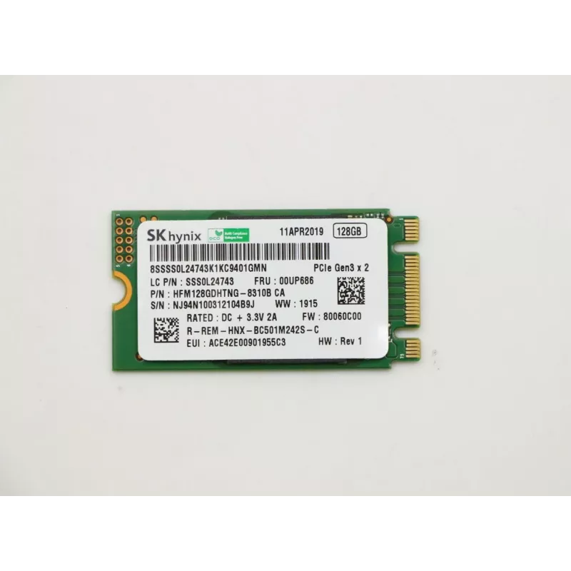 Lenovo SK Hynix - SSD - 128GB - vidinis - M.2 2242 - PCIe 3.0 x2 (NVMe) - FRU - IdeaCentre 510-15, 510-22, 510-23, 510A-15 (00UP686)