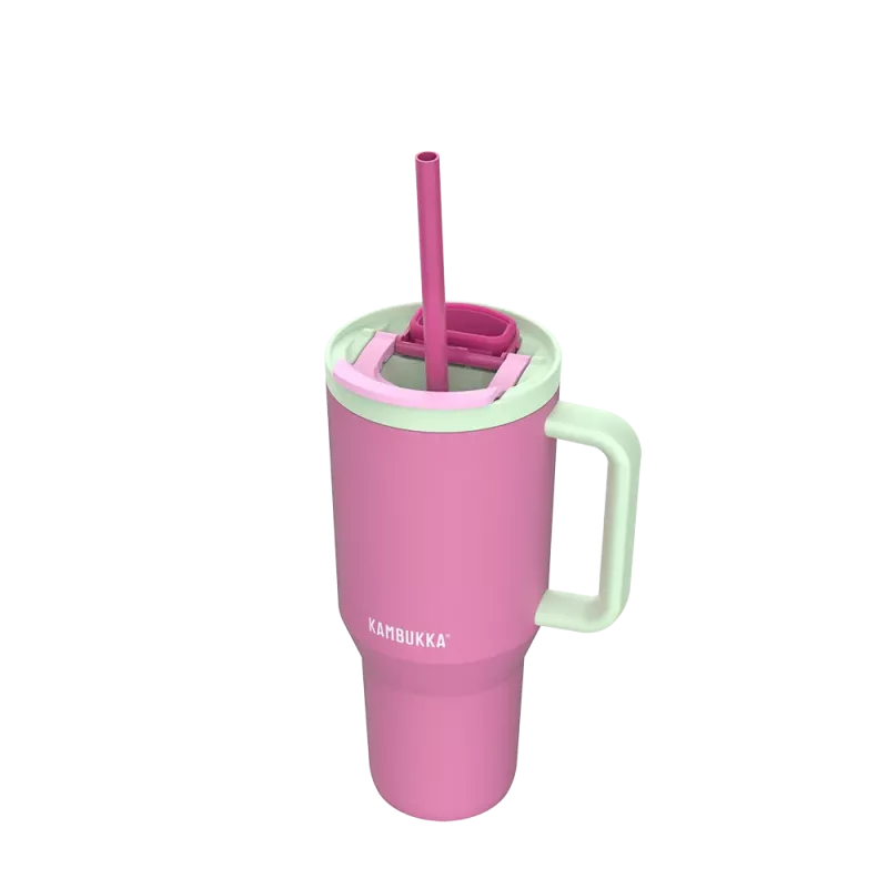 Termo puodelis su teleskopiniu šiaudeliu Kambukka Rio Tumbler 950ml Bubblegum Mint