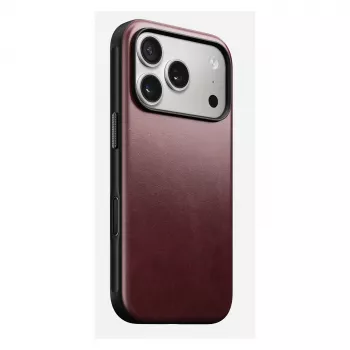Mobiliojo telefono dėklas Nomad Modern Leather Case, skirtas „iPhone 17 Pro“, oda + TPU + PC, tinka 16 cm (6,3 col.) ekranui, Bordo
