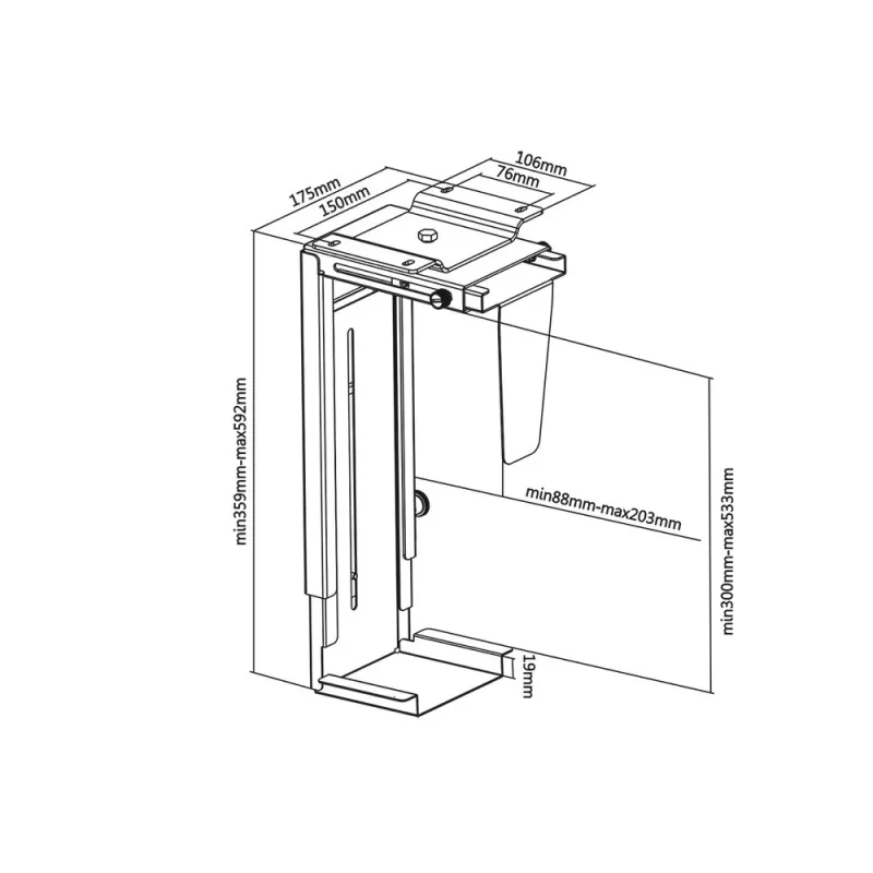 The MC-713 vnt. Holder Computer Under Desk Table Bracket Support Storage