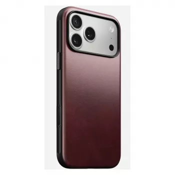 Odinis dėklas Nomad Modern skirtas iPhone 17 Pro Max (6,9 col.) — Burgundiška spalva, oda+TPU+PC