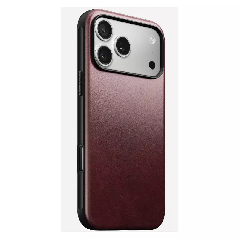 Odinis dėklas Nomad Modern skirtas iPhone 17 Pro Max (6,9 col.) — Burgundiška spalva, oda+TPU+PC