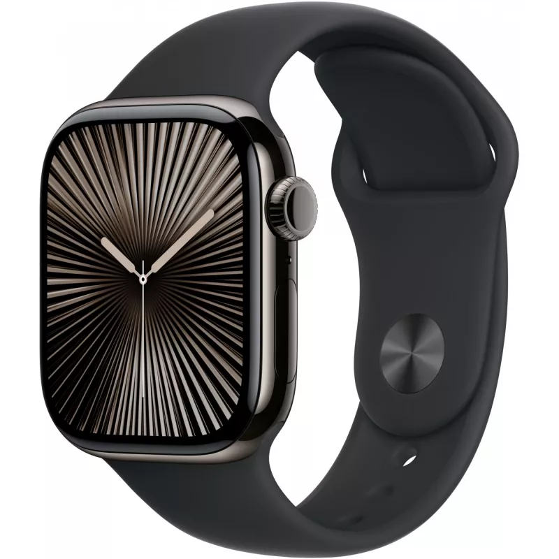 Apple Watch S10 Slate Titanium Sport Band Juoda - M/L GPS + Cellular 42mm MWXH3QF/A 2024