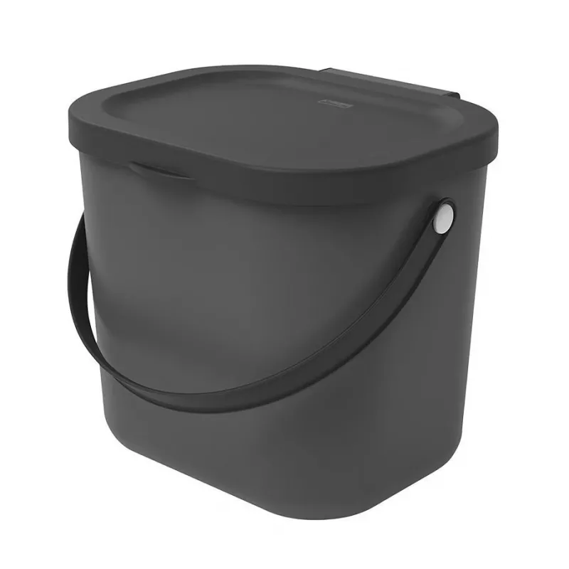 Atliekų konteineris Rotho Albula stačiakampis plastikinis 6 l, antracitas, 200×235×208 mm