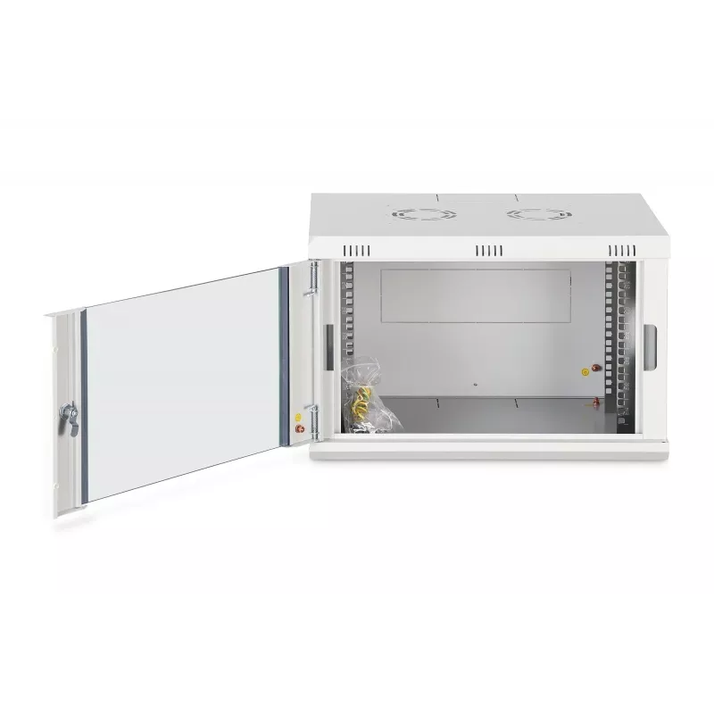 Prie sienos montuojama 19 colių stovo spinta DIGITUS Dynamic‑N DN-37100, 7U, 600x450 mm (PxG), IP20, šviesiai pilka, nesurinkta