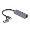 DeLOCK 64282 nešiojamojo kompiuterio dokavimo stotelė ir prievadų replikatorius, laidinis, USB 3.2 Gen 1 (3.1 Gen 1) Type-C, pilka (64282)