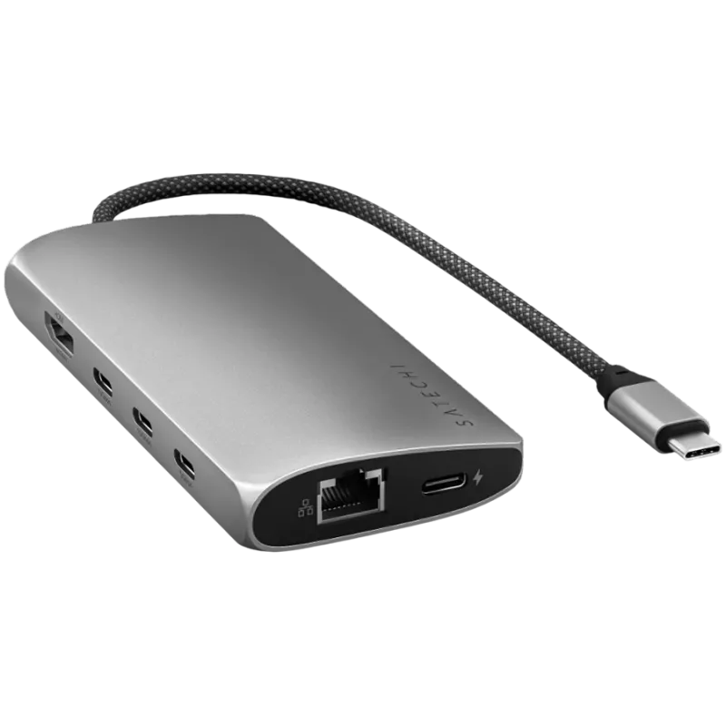 Satechi USB-C daugiafunkcis adapteris 8K su Ethernet V3, pilkos kosmoso spalvos (ST-P8KEM)