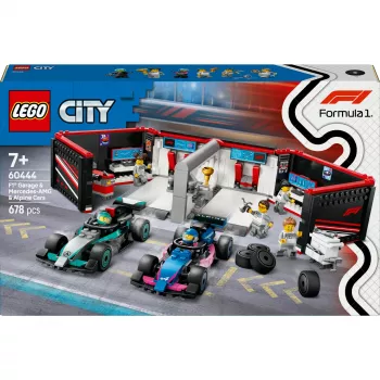 LEGO CITY 60444 F1 garažas su Mercedes-AMG ir Alpine automobiliais