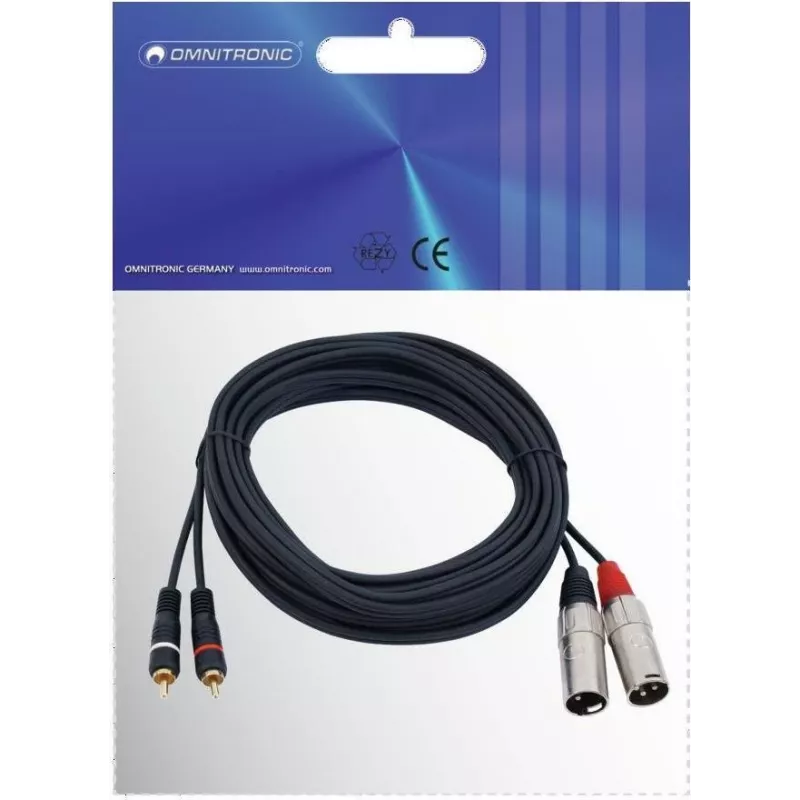Omnitronic 3022522E garso kabelis 6 m 2 x XLR (3 kontaktų) 2 x RCA juodas (3022522E)