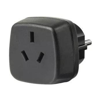 Keliautojo adapteris AUS/CN > Įžemintas kištukas, lizdo adapteris juodas
