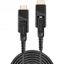 Lindy 10 m šviesolaidinis hibridinis Micro-HDMI 18G kabelis su nuimamomis HDMI ir DVI jungtimis