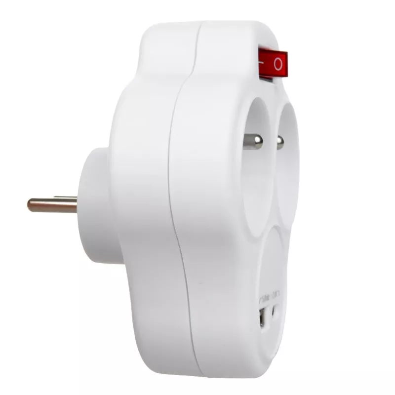 Elektrinis dvigubas lizdo skirstytuvas MACLEAN MCE336E su 2 USB prievadais, E tipas