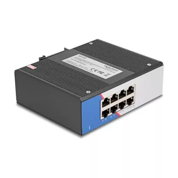 Gigabit Ethernet jungiklis DELOCK 80163, 8 prievadų RJ45 pramoninis komutatorius, nevaldomas, metalinis korpusas