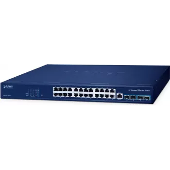 PLANET Layer 3 24-Port 10/100/1000T Managed L3 Gigabit Ethernet (10/100/1000) Power over Ethernet (PoE) mėlynas (GS-6311-24T4X)