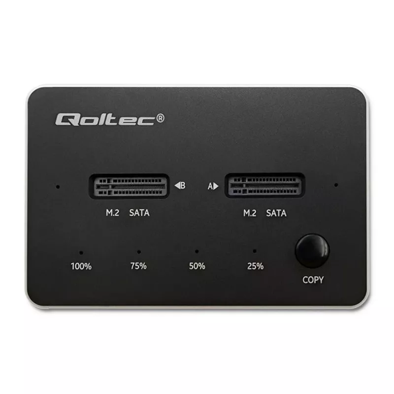 Qoltec 50310 Diskų prijungimo stotelė 2x SSD M.2 SATA NGFF USB Type C