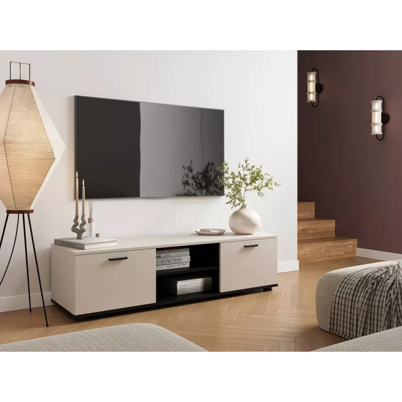 TV cabinet cama meble SOHO 140x43x37 cm — cashmere top, Juoda frame