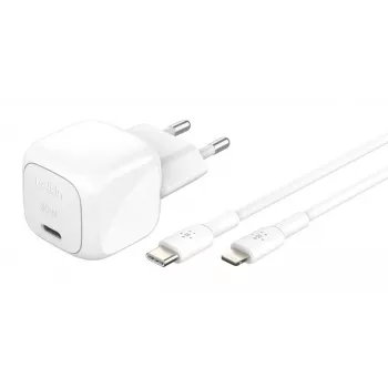 30W USB-C pakrovėjas Belkin WCA008KQ1MWH-B5 PD PPS, kompaktiškas maitinimo adapteris telefonams ir planšetėms