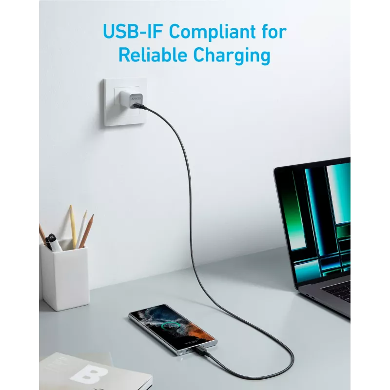 USB kabelis Anker 322 0,9 m USB C juodas