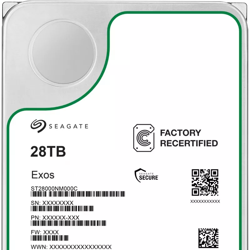 HDD SEAGATE Exos 3.5 colio 28TB SATA ATNAUJINTAS, modelis ST28000NM000C-REC