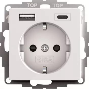 gira SCHUKO USB maitinimo blokas 2f System 55 modelis 245927, SCHUKO lizdas su integruotu USB įkrovimu