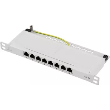 Renkforce RF-4996630 8 prievadų pataisymo skydelis 254 mm (10) CAT 6a 0.5 HE pilkas (RF-4996630)