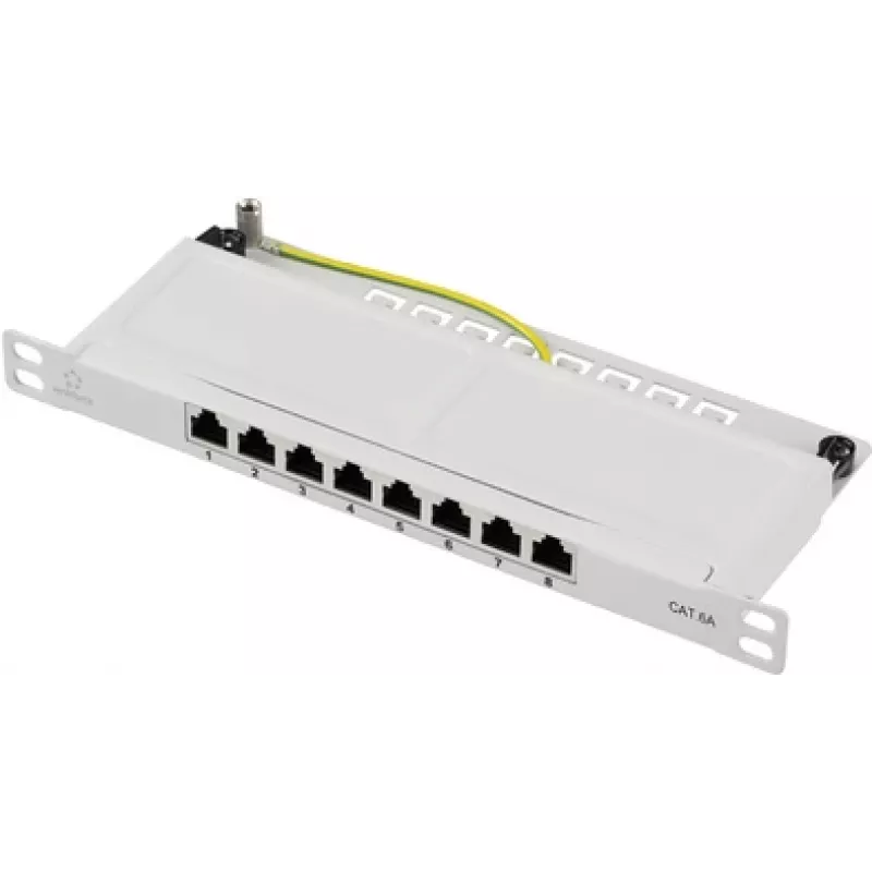 Renkforce RF-4996630 8 prievadų pataisymo skydelis 254 mm (10) CAT 6a 0.5 HE pilkas (RF-4996630)