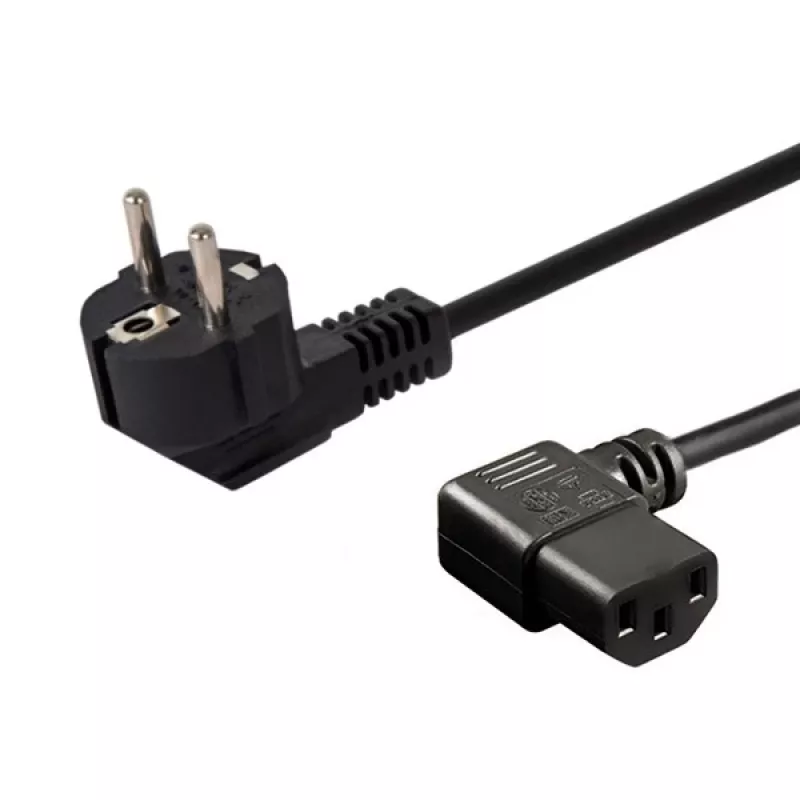 Maitinimo kabelis SAVIO CL-116 — 1,8 m, juodas, kampinis maitinimo kištukas C tipas į kampinį IEC C13, 3 gyslų 0,5 mm²