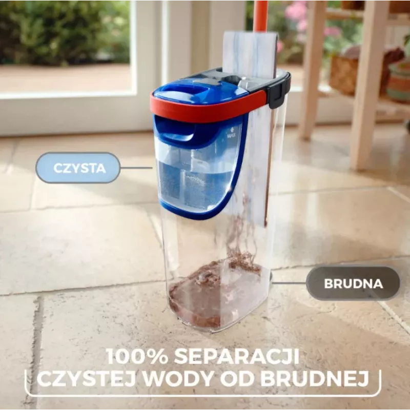 Šluota VILEDA Microfibre 1200 ml šlapiai, 360° besisukanti galvutė, 140,5 cm kotas, nuimama skalbimo mašinoje skalbianti galvutė