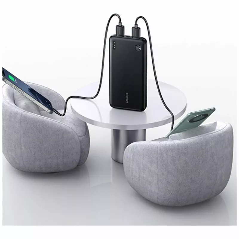 Išorinė baterija usams PB83 10000mAh PD 2×USB-A USB-C balta