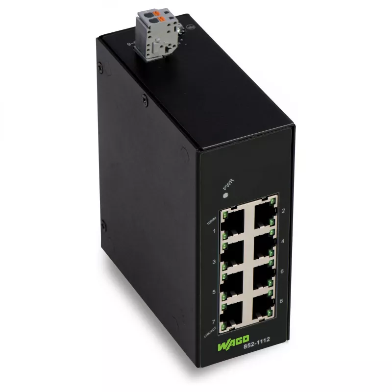 WAGO 852-1112 Industrial-ECO-Switch 8 prievadų 1000BASE-T, juodas
