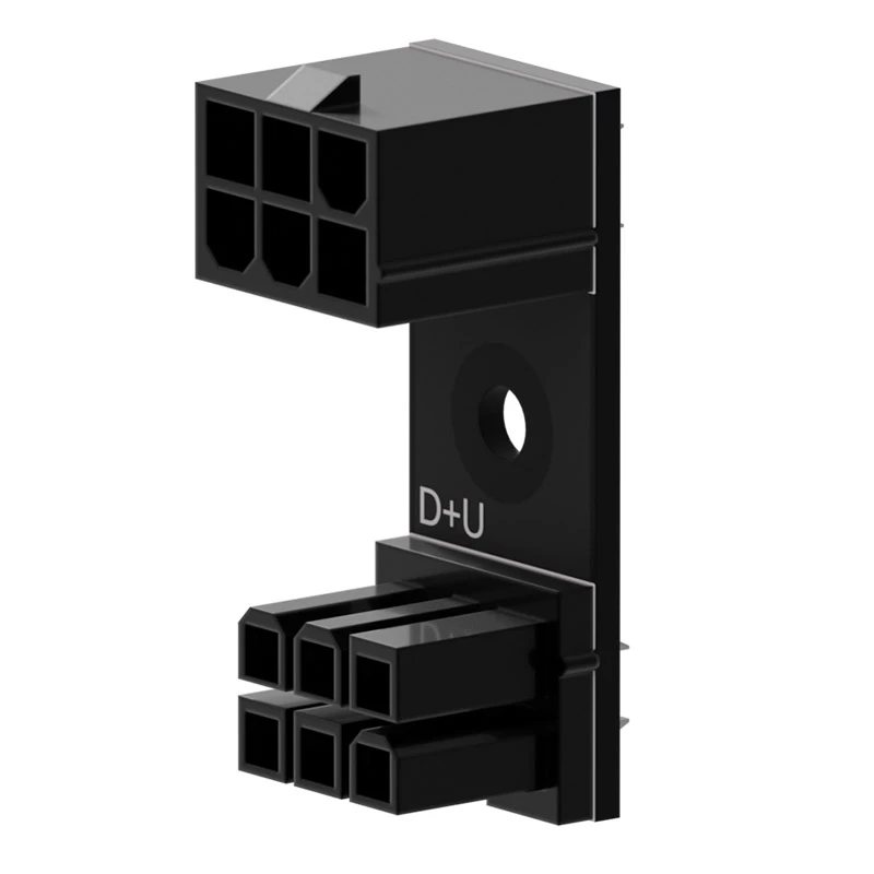 6 kontaktų PCIe 180° adapteris D+U, Singularity SC-A-PCIE6-DU, stačiakampis 6 kontaktų PCIe maitinimo adapteris