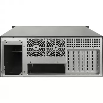 Stovo korpusas INTER-TECH IPC 4U-4508 Juoda — 4U serverio/PC korpusas, skirtas montuoti į stovą