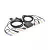 Eaton Tripp Lite serijos 2 prievadų USB/HD kabelių KVM jungiklis su garsu/vaizdu, kabeliais ir USB periferinių įrenginių bendrinimu - KVM-/garso-/USB jungiklis - 2 x KVM/garso/USB - 1 vietinis vartotojas - darbalaukis